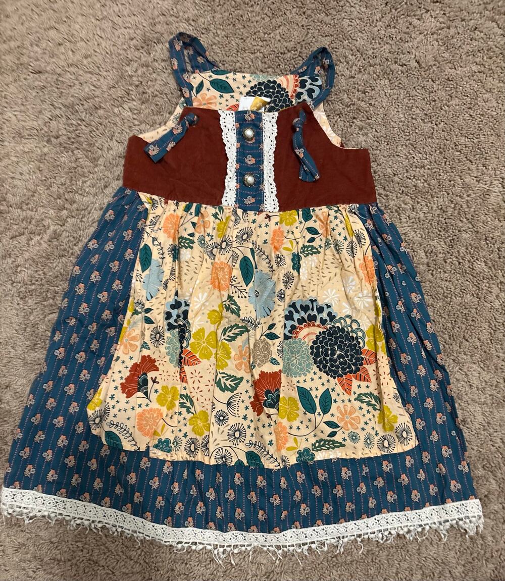 HAUTE BABY Girl's Secret Garden Apron Dress Cottagecore USA 7